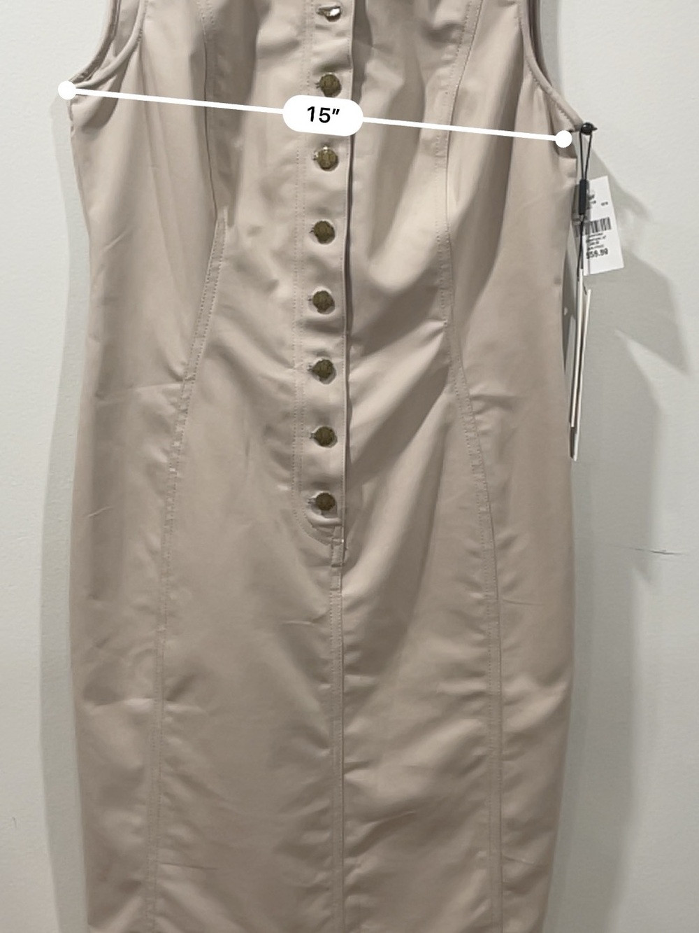Calvin Klein Beige Button-Front Pencil Skirt